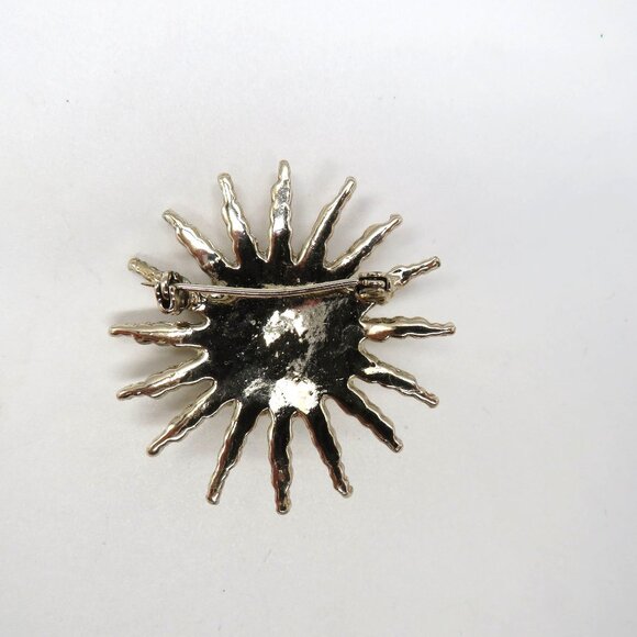 Vintage Starburst Brooch Graduated Imitation Pearls 2" Pin Gold Tone Flower - Picture 9 of 10